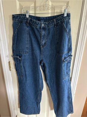 Classic Cargo Denim Pants - Blue